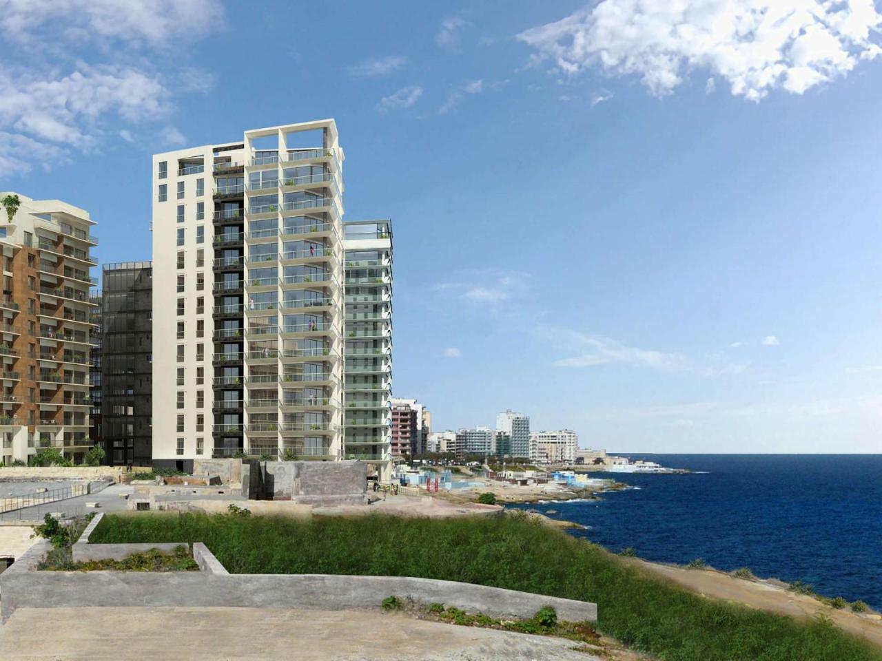 Seafront Apartment In Sliema With Pool, Upmarket Complex 外观 照片